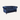 A classic Chesterfield loveseat sofa upholstered in deep navy blue velvet, featuring brass stud detailing