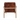 A mid-century modern armchair with a warm brown leather seat and backrest, supported by a light natural wood frame with tapered legs, shown from a straight-on perspective against a white background.