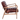 A mid-century modern accent chair featuring a rich brown tufted leather seat and backrest, supported by a light brown wooden frame with curved armrests and angled legs, shown against a plain white background.