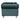 A dark teal velvet ottoman with a tufted button-top backrest and turned wooden legs, shown against a plain white background.