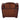 A brown leather armchair shown from the back, featuring distressed brown leather upholstery, dark brown nailhead trim along the curved backrest and armrests, and dark wooden legs, isolated on a white background.