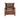 A brown leather recliner armchair with a high wing back, brass stud detail, and wooden feet.